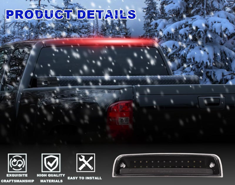 PIT66 LED 3rd Brake Light, Compatible with 09-17 Dodge Ram 1500/10-17 Dodge Ram 2500 3500 Third Brake Stop Lamp Light Clear Lens Black Housing 55372082AC - Image 3